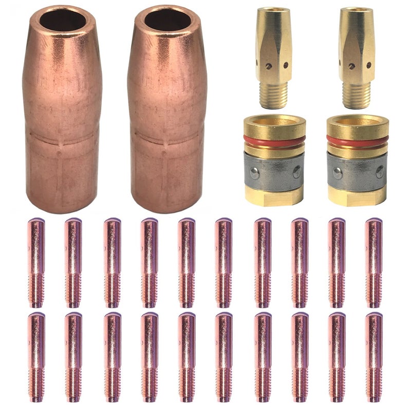 Zinger Mig Welding Gun Accessory .035" Kit for Miller Millermatic M-25,M-40 and Hobart H MIG Gun:20PCS Welding Contact Tips 000-068 0.035"+2pcs gas nozzles 200-258 1/2"+2PCS gas diffusers 169-728 - Image 1
